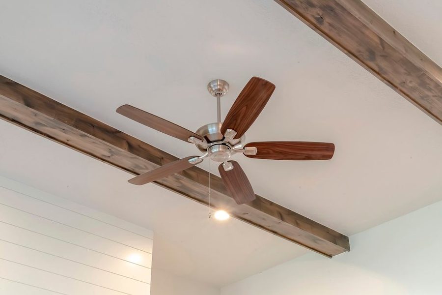 Newly installed ceiling fan in a home